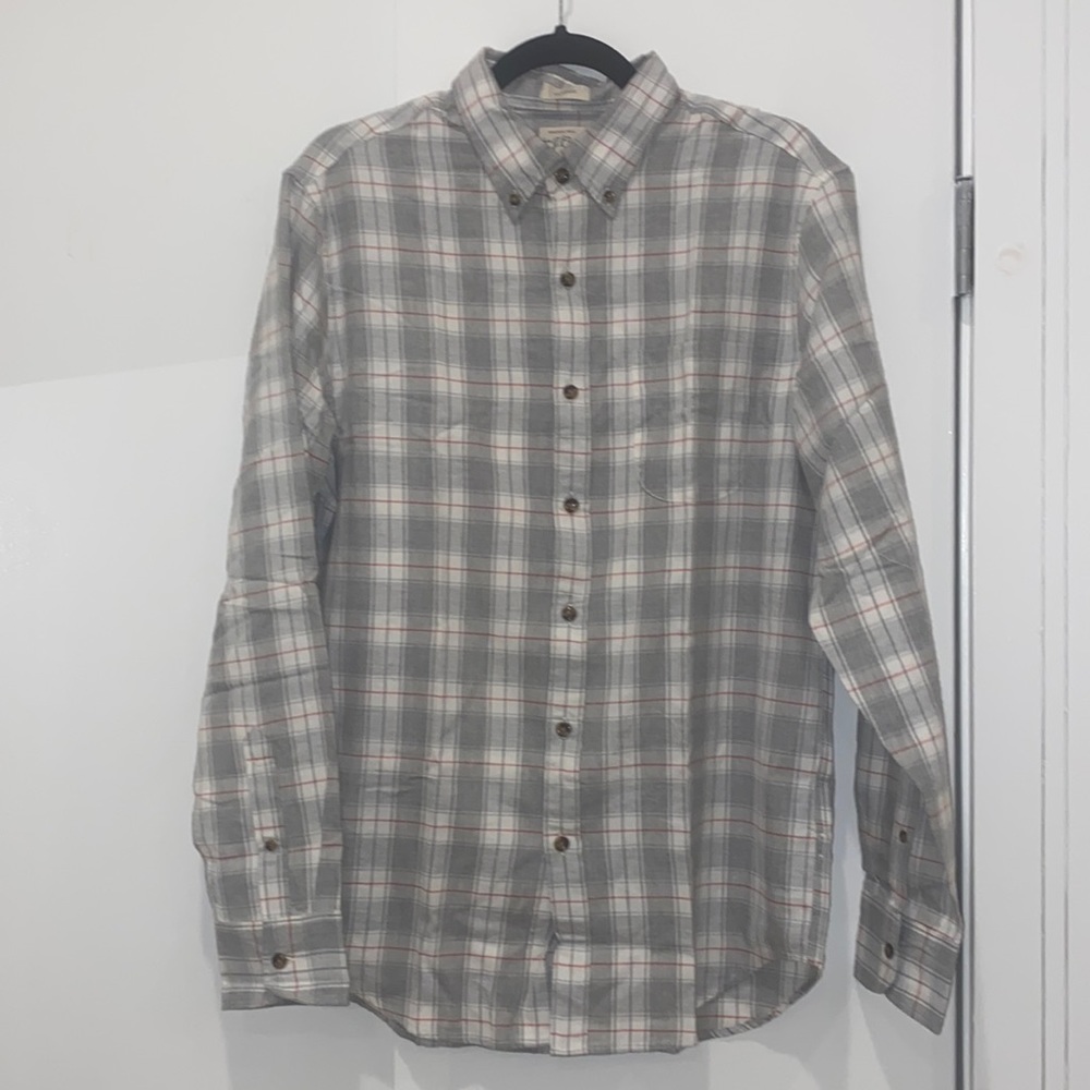 J. Crew Men’s brushed twill classic button down in gray plaid